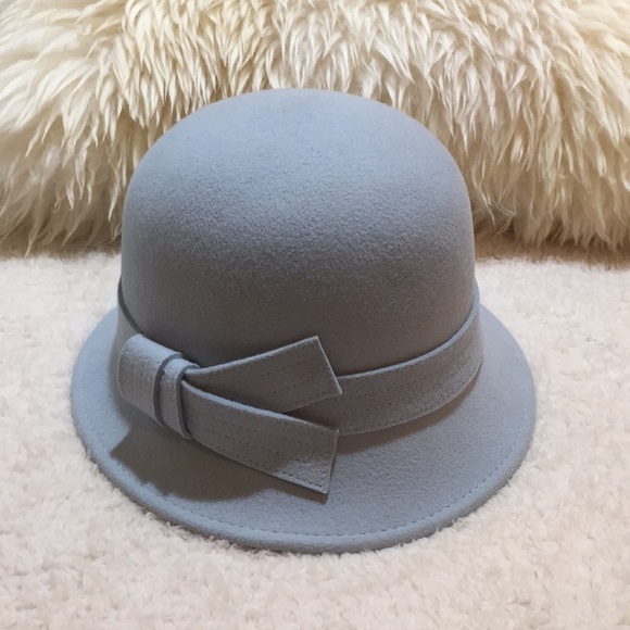 light blue felt hat